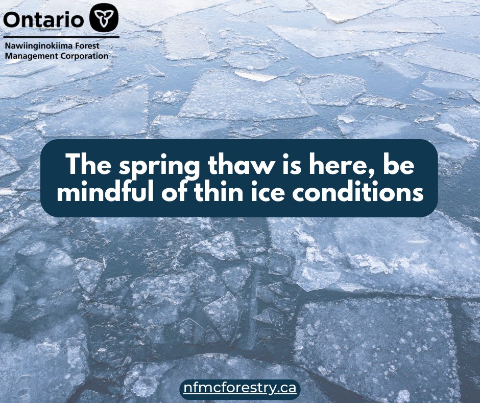 A friendly safety reminder from team NFMC: Everywhere you look the evidence of spring thaw is here with above freezing temperatures resulting in melting snow.

Ice thickness is unpredictable on waterways, lakes, and ponds, so please be aware and stay safe. 

#springthaw #thinice