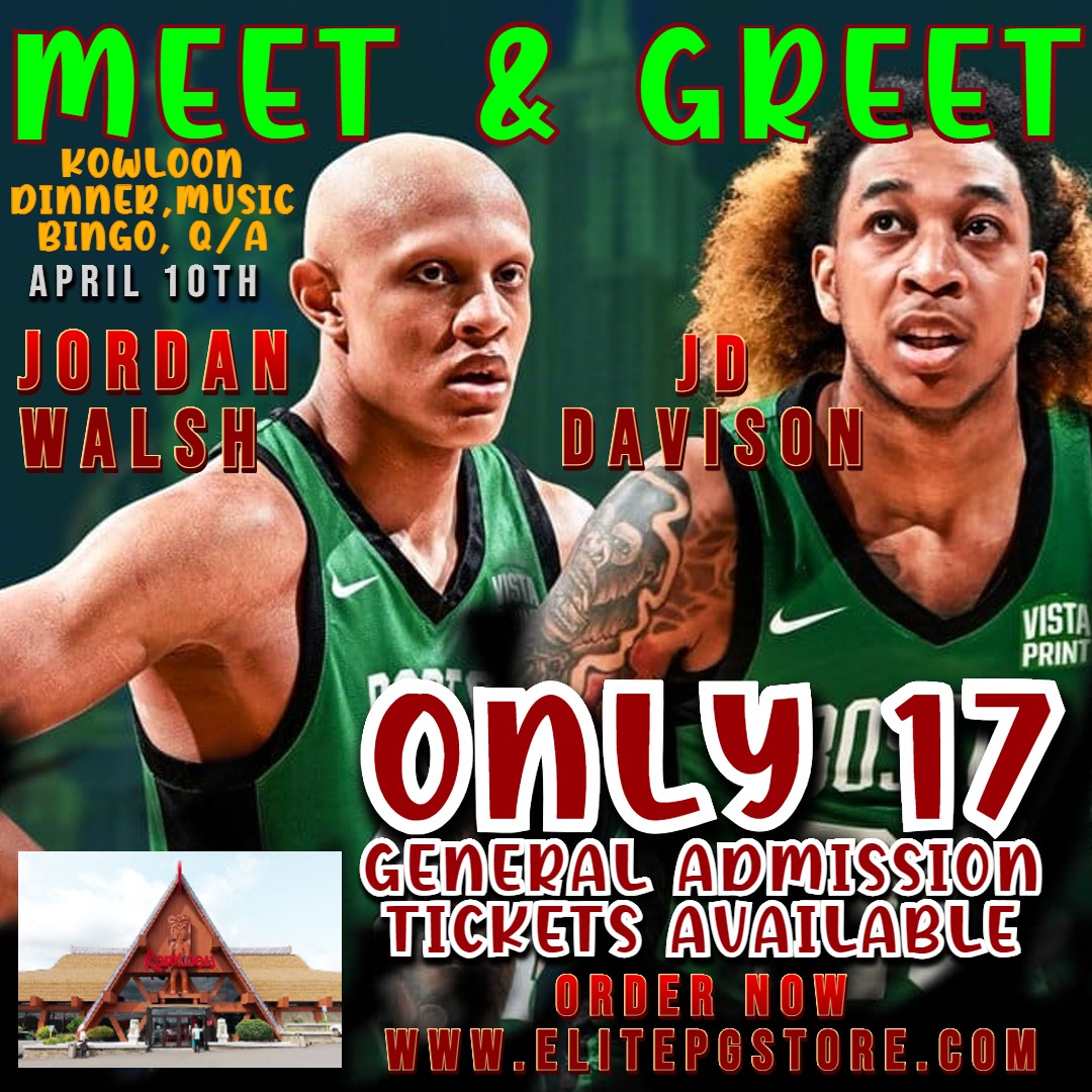 Jordan Walsh & JD Davison Meet & Greet Kowloon dinner event. ONLY 17 GA DINNER TICKETS AVAILABLE ORDER NOW elitepgstore.com Elite Promotions & Graphz Elite Promotions is autograph experience like no other. GA tickets $130 - LIMITED TO ONLY 17 DINNER TICKETS