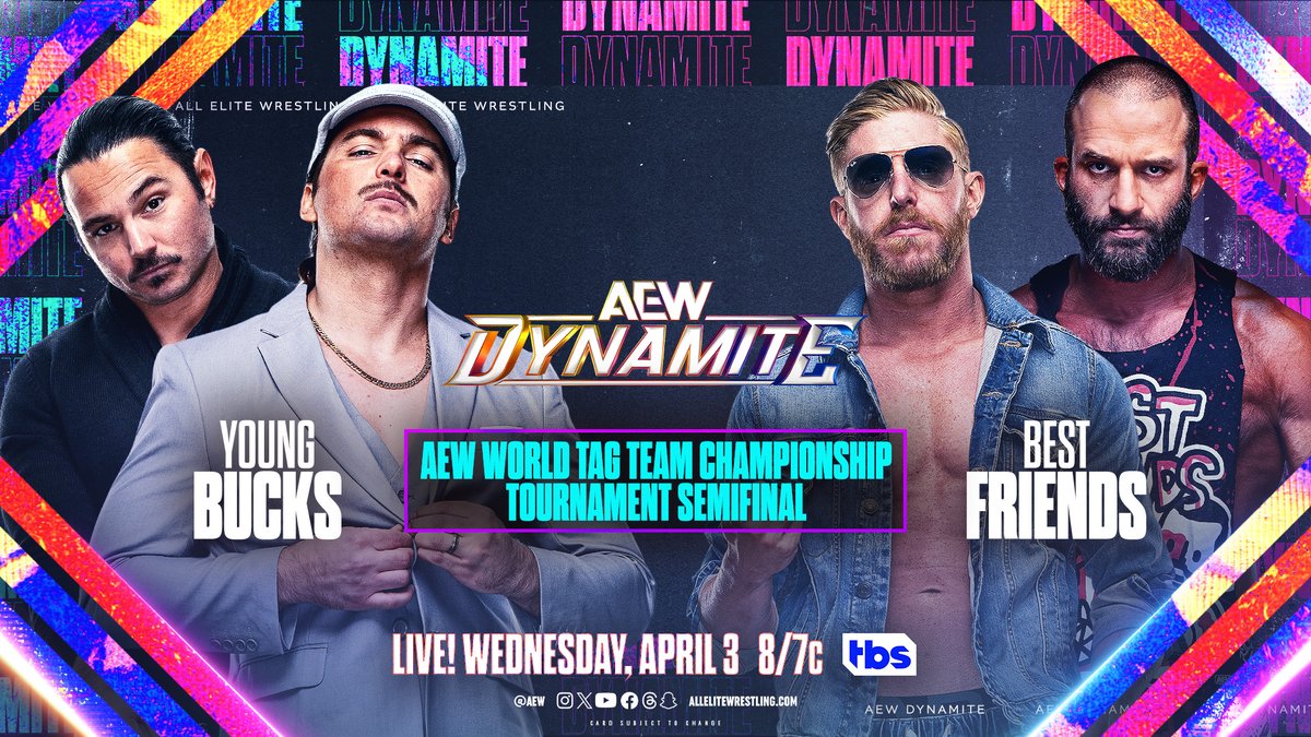 Will @trentylocks and @orangecassidy get one step closer to winning the big one or will the @youngbucks' synergistic approach attain another KPI? We find out LIVE this Wednesday at 8/7c on TBS