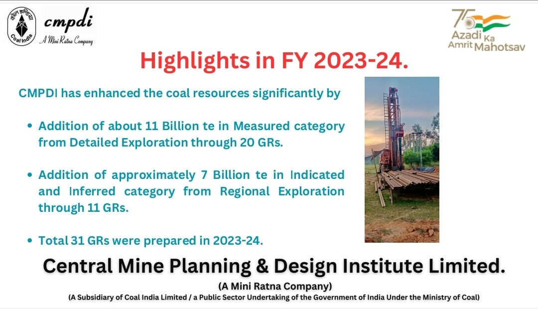 CMPDI has enhanced the Coal resources significantly in 2023-24. Details 👇🏻 @CoalMinistry @PIB_Coal @PIB_India @CoalIndiaHQ