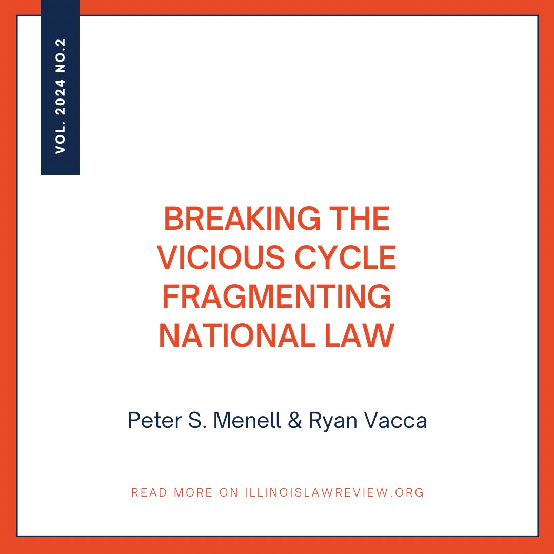 2024 U. Ill. L. Rev 353

In this Article, these Authors propose a solution for expanding structural capacity to address fragmentation that does not require legislative reform or constitutional amendment. Link in bio!