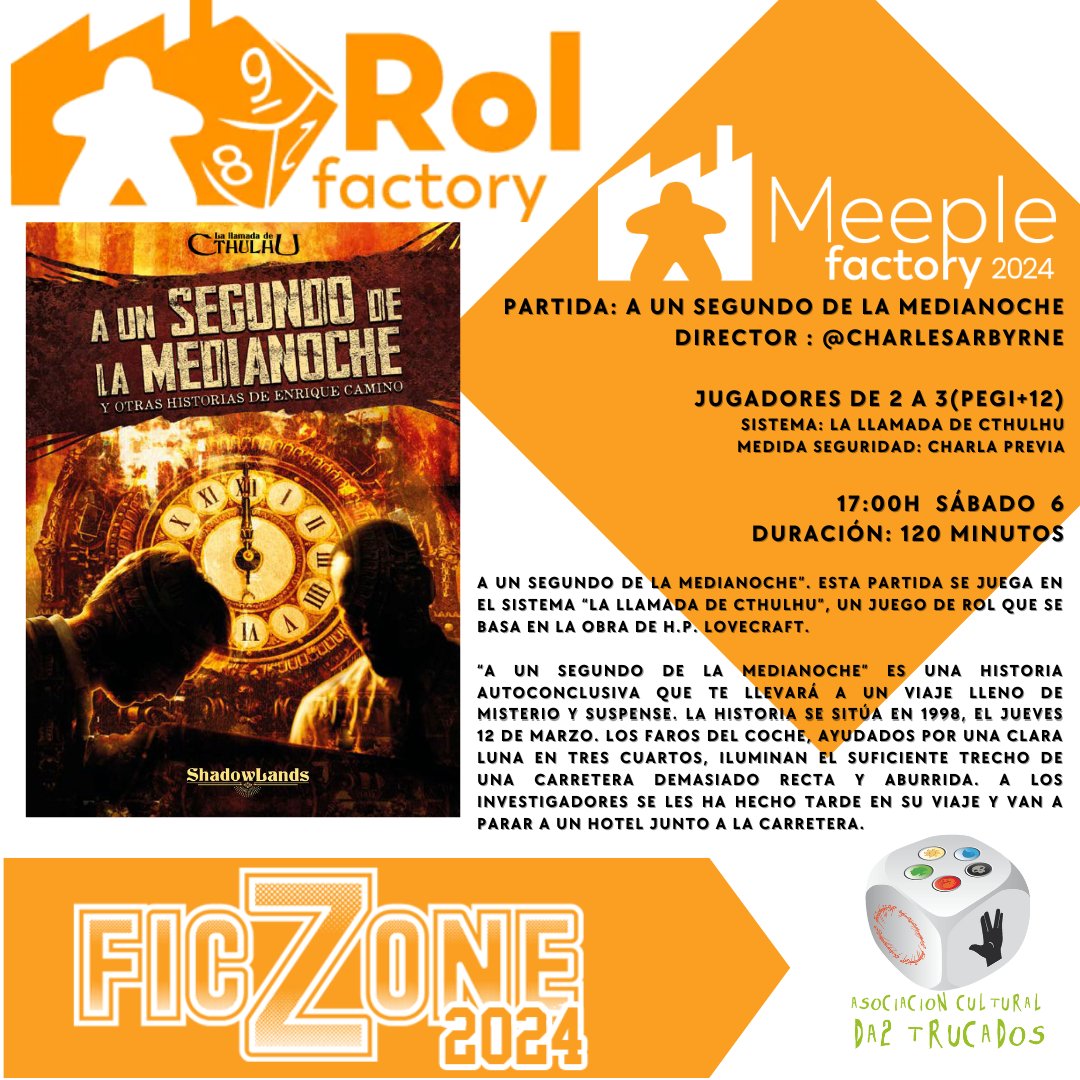 Partidas de rol que vamos a dirigir durante la <a href="/MeepleFactory/">Meeple Factory</a> , nos puedes encontrar en la zona Rol Factory <a href="/FicZone/">FicZone</a> Sábado 6 y Domingo 7 Abril en Granada