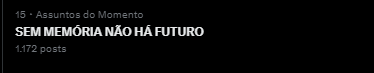 Normose_'s tweet photo. Estamos no trending topics: 

SEM MEMORIA NÃO HÁ FUTURO

Não há acordo possível que Lula faça que justique silenciar num dia tão importante. https://t.co/SWtSo7zUd4