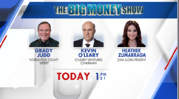 Coming up at 1pm: Florida Polk County Sheriff Grady Judd @PolkCoSheriff O'Leary Ventures Chairman @kevinolearytv Zuma Global President @HeatherZuma @JackieDeAngelis @guypbenson @RiggsReport