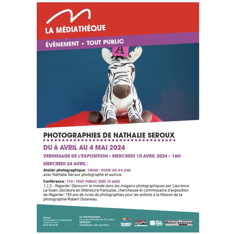 le_guen's tweet photo. Exposition des photographies de @SerouxNathalie du 6 avril au 4 mai à la médiathèque de Gentilly, tout près de la @MaisonDoisneau. 
Pour retrouver son interview 👉 https://t.co/IuNkmmJb27 @ed_LaMartiniere #imagier #photolitteraturejeunesse https://t.co/cNcJlQUxVg