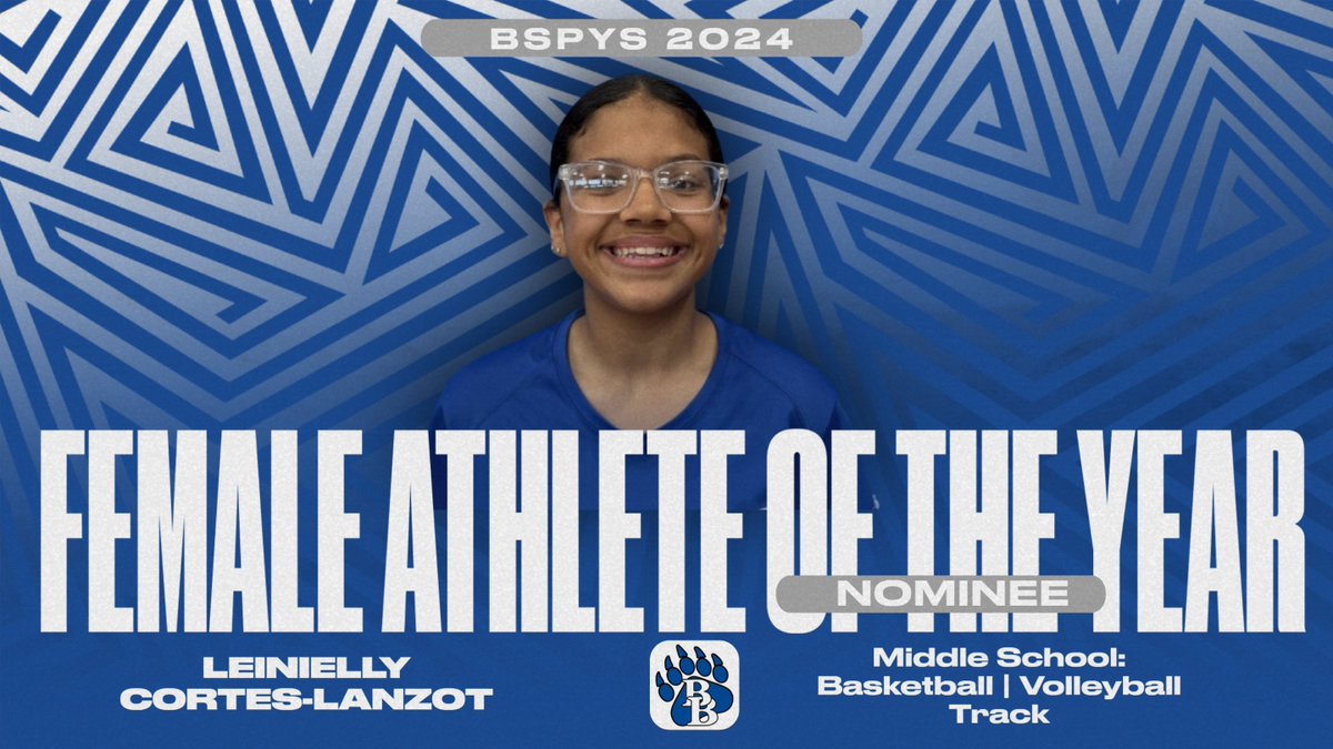 BSPYs Nominee for Female Athlete of the Year (MS):

Leini is a 2 year A team basketball and volleyball athlete. She is also a top Spinter for track. Leini is one of the hardest working, and most positive athletes in the program.