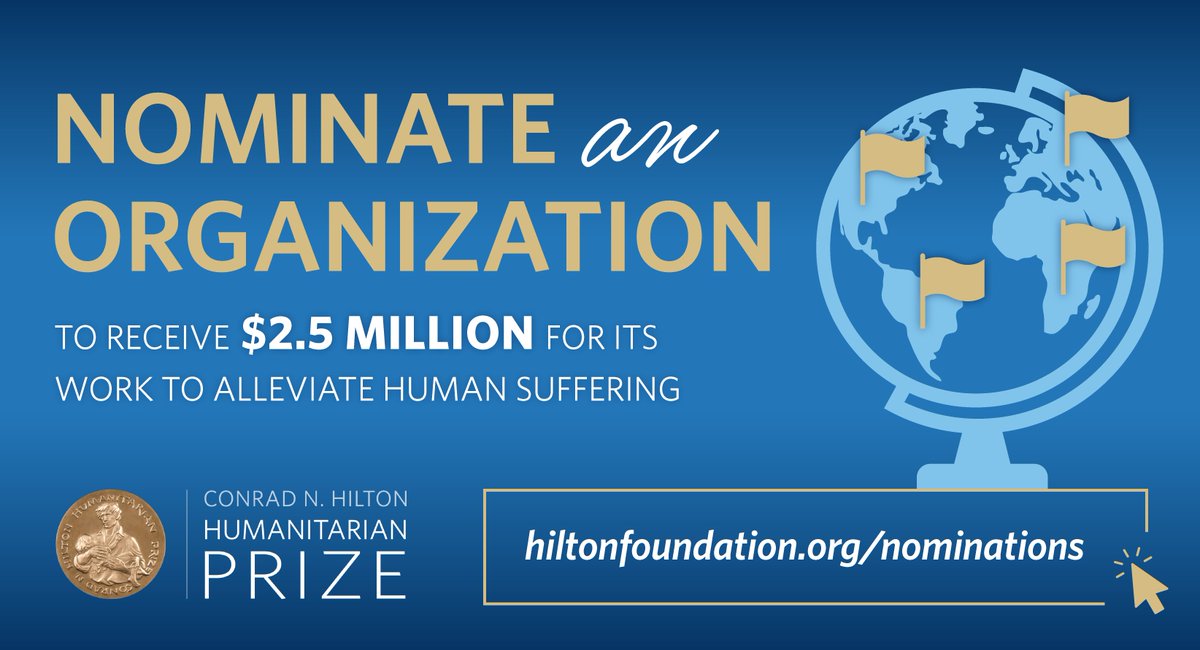 There's only one month left to nominate a #nonprofit for the 2025  #HiltonPrize! At $2.5 million, the #HiltonPrize is the world’s largest annual humanitarian award presented to a nonprofit organization. Submit a nomination letter by April 30. hiltonfoundation.org/nominations.