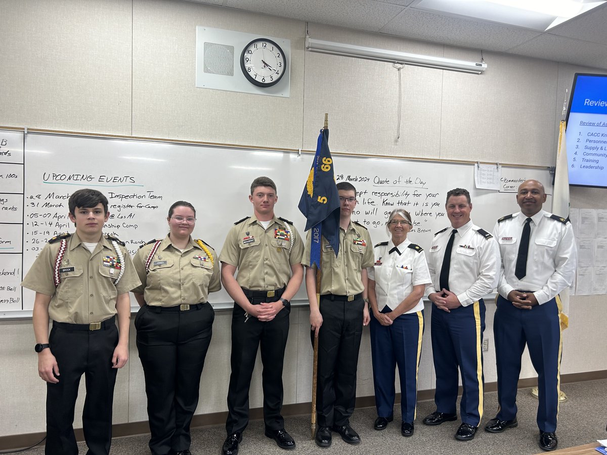 𝗔𝗡𝗡𝗨𝗔𝗟 𝗚𝗘𝗡𝗘𝗥𝗔𝗟 𝗜𝗡𝗦𝗣𝗘𝗖𝗧𝗜𝗢𝗡
We would like to congratulate 5th Brigade, 66th Battalion, Yosemite High School for earning a Superior Unit at their AGI this week. Great job cadets!
#CACC #Essayons #Leadership #CollegePrep #CALGuard #Yosemite #TaskForceTorch