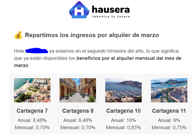 Inversor00's tweet photo. Empezamos mes de #marzo y cobro beneficios #alquiler a través de #Hausera #crowdfunding #inmobiliario #tokenización 🤑
#ingresospasivos

Código amigo: https://t.co/MdMYtdEx7X

Más ℹ️ plataforma en mi blog, enlace en el primer comentario de este twist https://t.co/BEd7pE79Rs