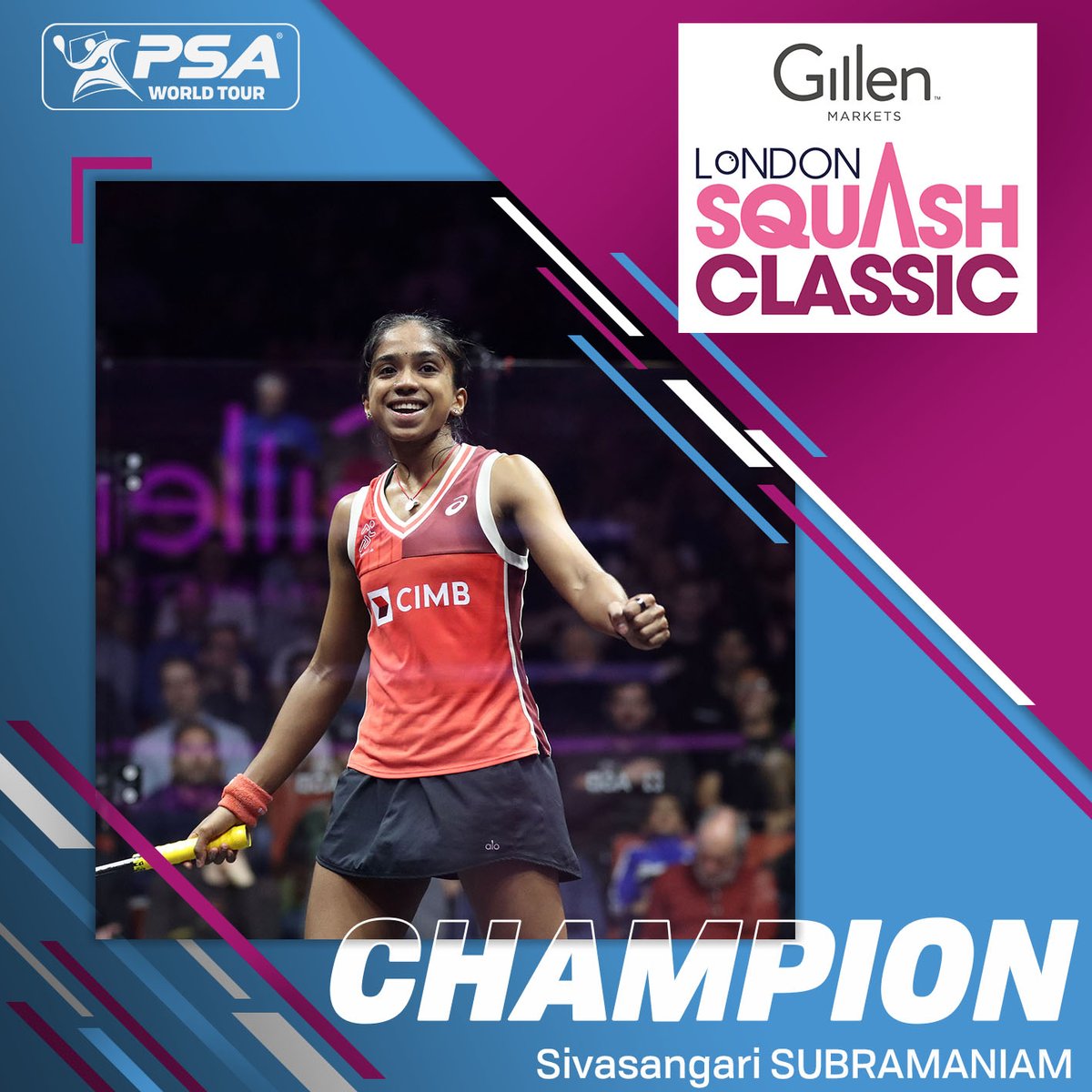 A first Gold event title for @sangari_99 🏆 She's beaten the World No.1, World No.4 and World No.2 to lift the trophy 🔥 🇲🇾 [7] @sangari_99 beats [2] @HaniaaElHammamy 🇪🇬 3-2: 11-9, 5-11, 13-11, 12-14, 11-8 (81m) 📝 Report here: bitly.ws/3hcB5 #LondonClassic