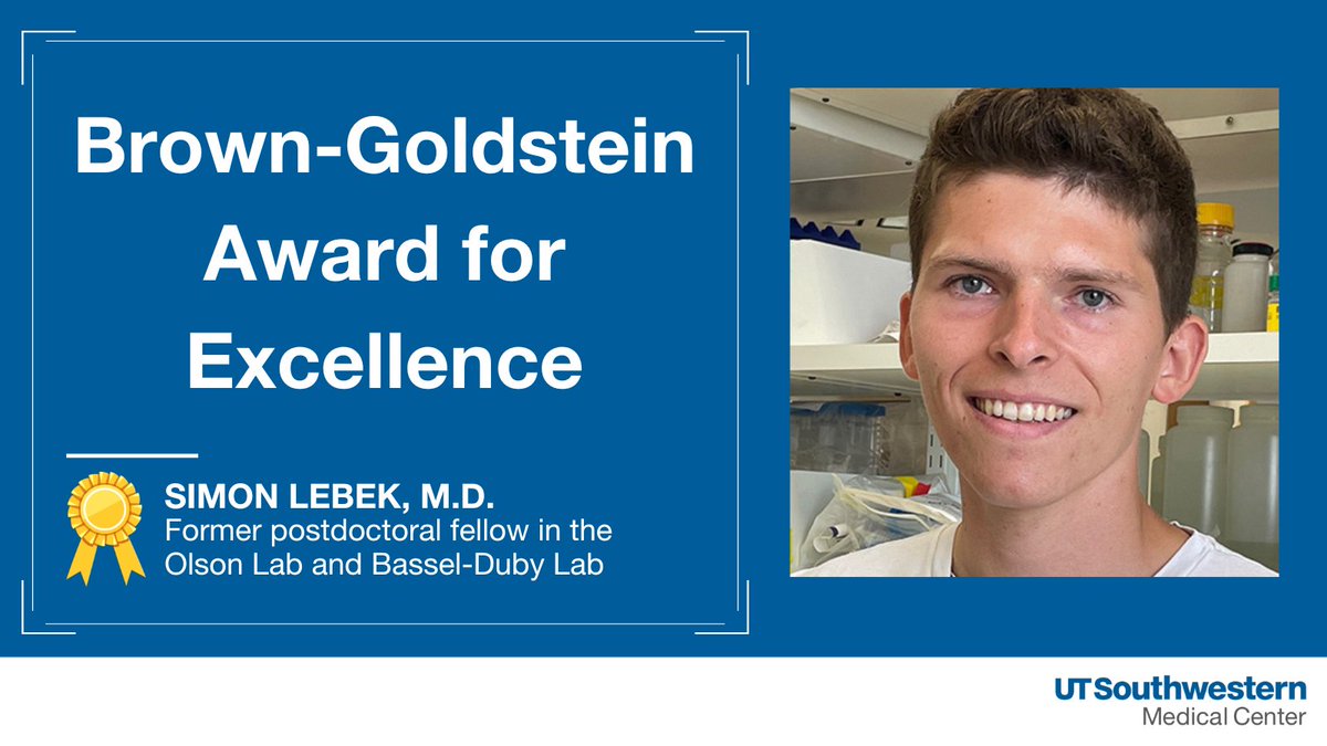 Congratulations to Simon Lebek, M.D., for receiving the Brown-Goldstein Award for Excellence from @utswgradschool! The award is one of the school's highest recognitions in honor of #UTSW Nobel Laureates Michael Brown, M.D., and Joseph Goldstein, M.D. bit.ly/3vnetPt