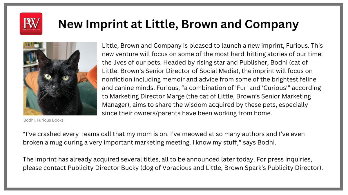 A very exciting announcement from our team at Little, Brown and Company.