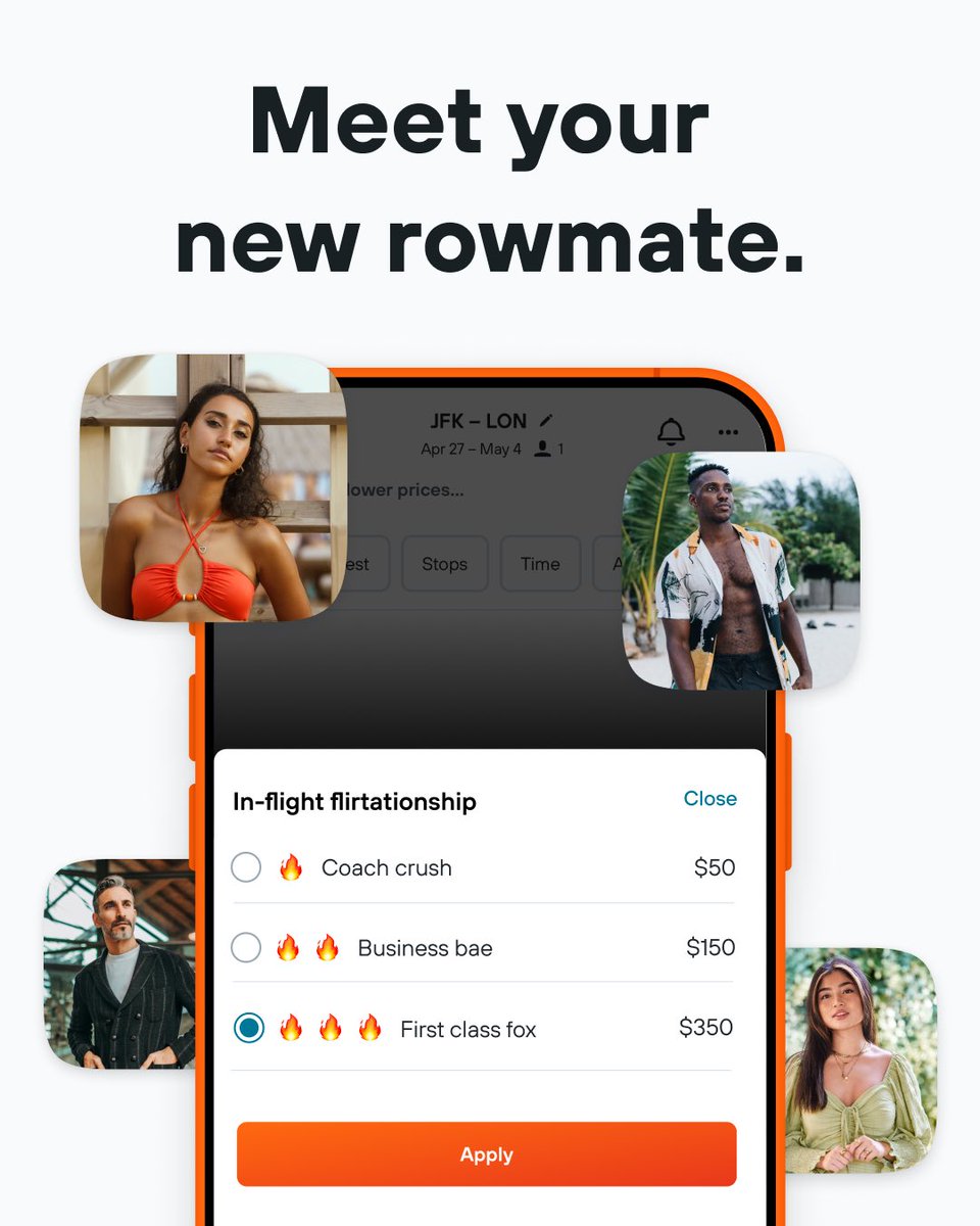 New filter, who dis? Now you can guarantee a seat next to your dream rowmate on every. single. flight. Next time you search, just use the “In-flight flirtationship” filter to claim your throne beside the potential love (or lust) of your life. 😍✈️