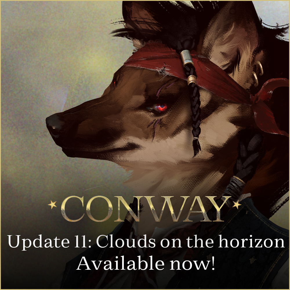 Conway update 11: Clouds on the horizon is out now! Yes, the one announcement today that isn't an april fools joke. I said I'd do these update on the 1st of the month, and I won't be stopped! Play it over here: nomaxart.itch.io/conway