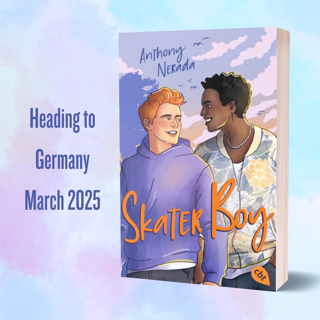 🇩🇪 GERMAN COVER REVEAL 🇩🇪 I am over the moon excited to reveal the German cover of SKATER BOY (now with a new publication date of March 2025)! Look at my dear sweet boys! The colour scheme! The gaze! 🥹🛹🩰 I cannot wait to get my hands on my first ever international edition!