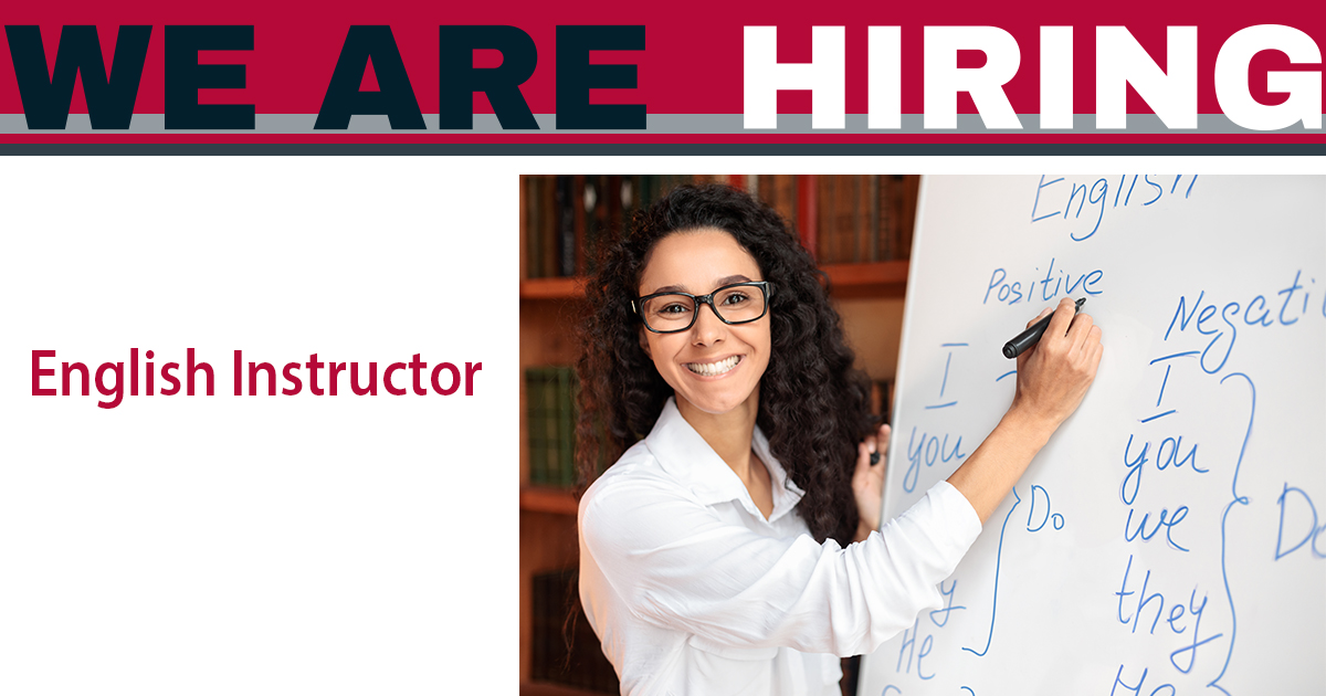 NOW HIRING: English Instructor - Hutchinson Campus. Visit ridgewater.peopleadmin.com/postings/1770 to apply today!