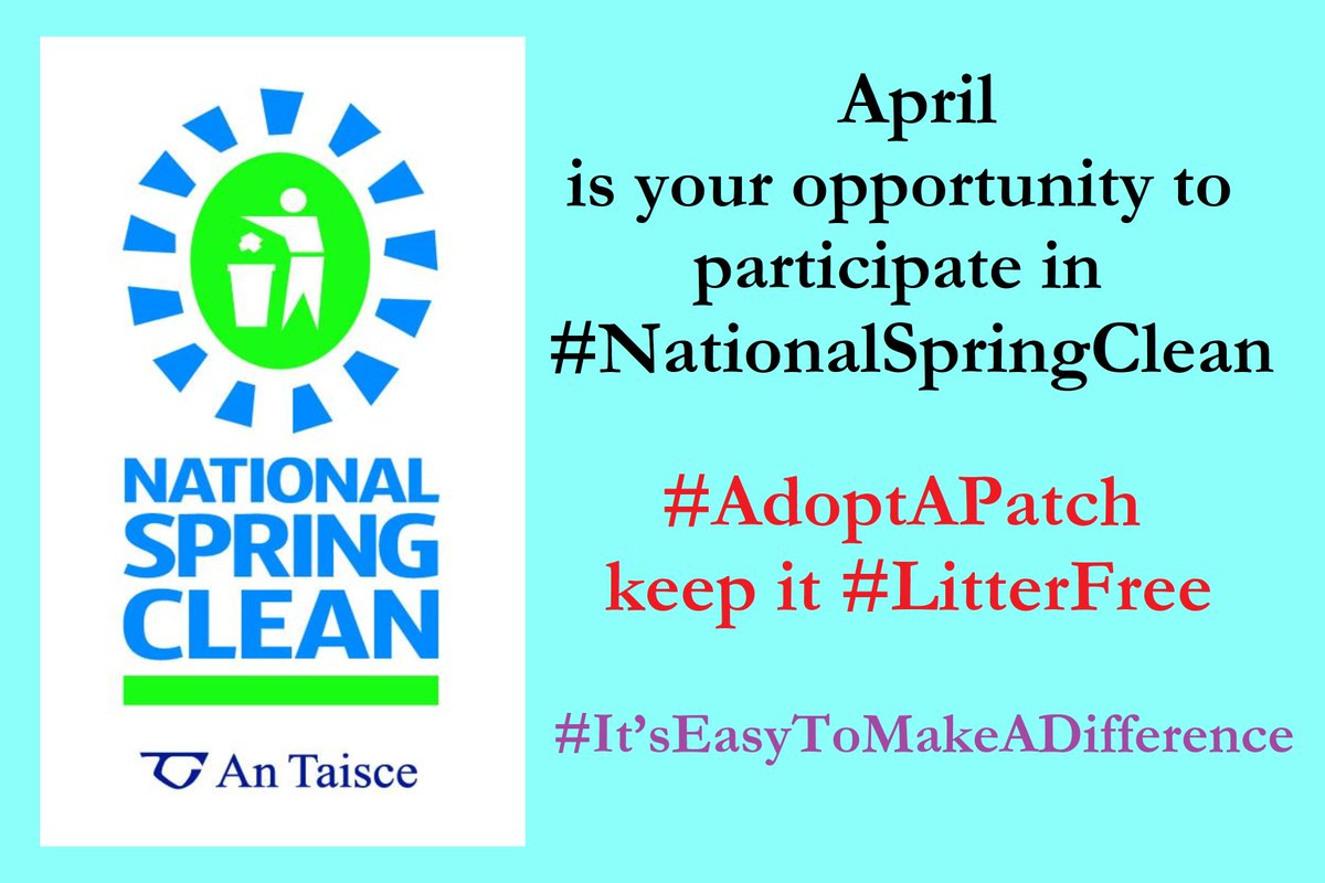 TTNewbridge's tweet photo. Celebrate #NationalSpringClean - Ireland’s top anti-litter initiative for its 25th birthday in April!

We are planning some co-ordinated clean-up events.

Our #PickAPatch #volunteers #ResidentsAssociations &amp; @KildareCoCo staff will be busy improving the appearance of #Newbridge https://t.co/EmTwTSeVRa