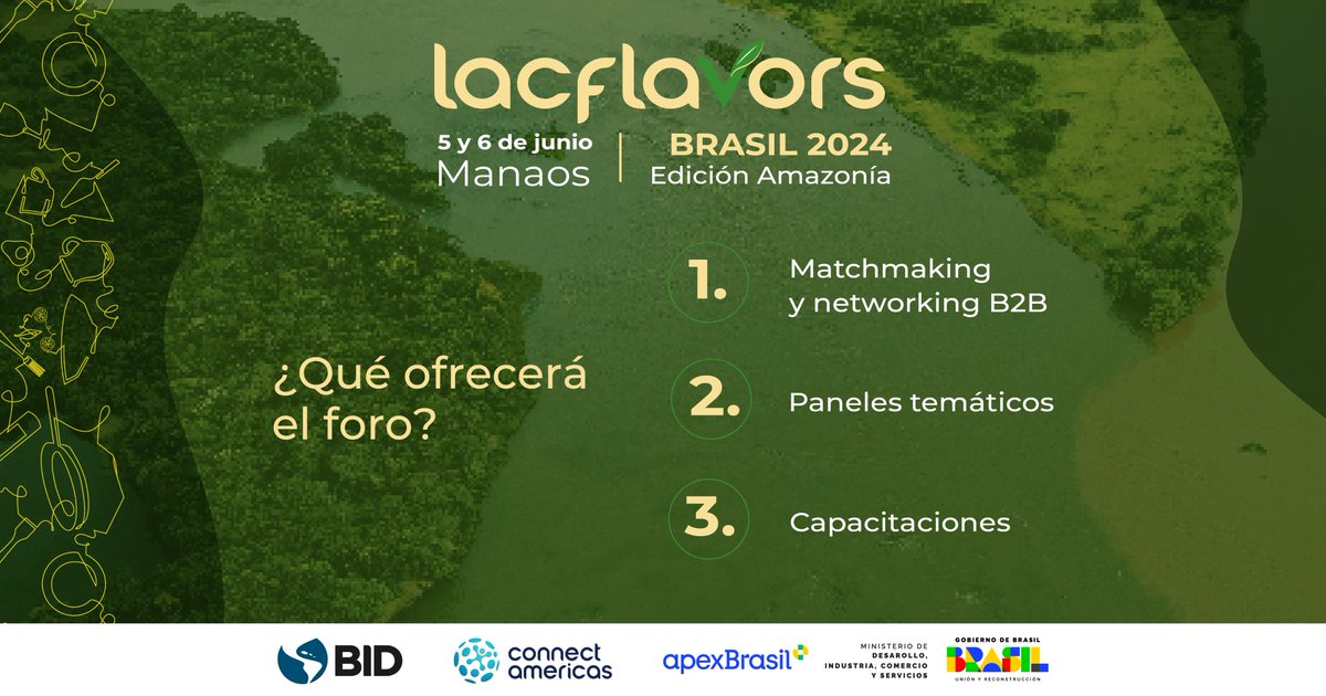 Te invito a ser parte de #LACFlavors 2024, que reunirá a proveedores de #AmLat y el #Caribe y compradores de alimentos y bebidas a nivel mundial. 
Súmate a las reuniones de matchmaking uno-a-uno y abre nuevas oportunidades de negocio. Reserva tu lugar: tinyurl.com/55fz9mc2