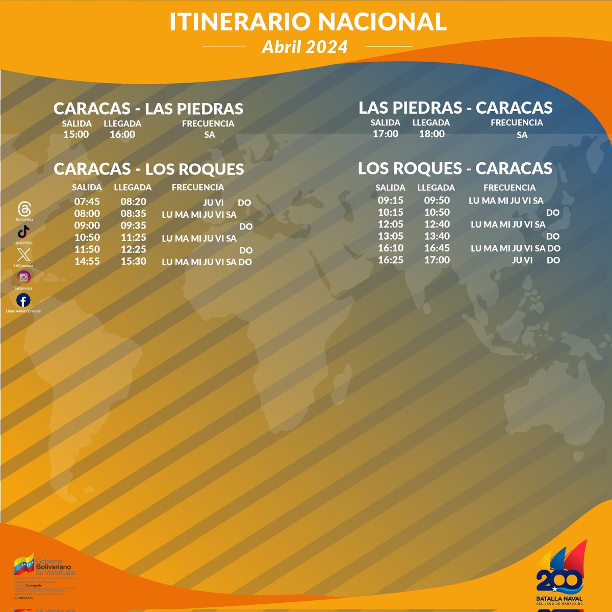 #ItinerarioAbril Viaja a cualquiera de nuestros destinos nacionales. Comunícate al call center vía WhatsApp al 04143991245.