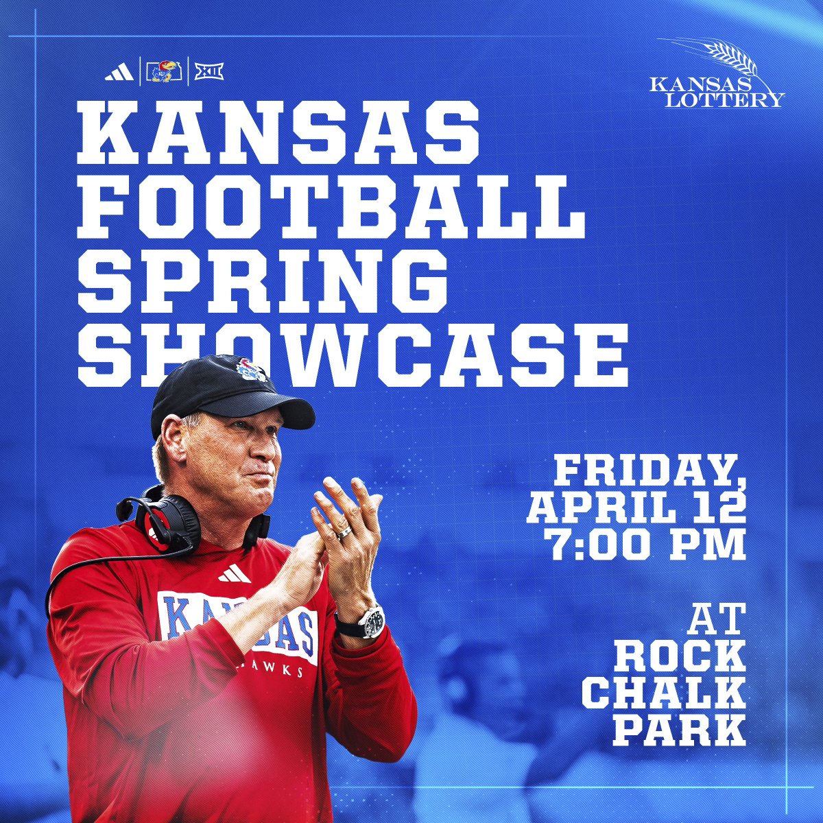 See you next Friday night ⏳ Football, fan competitions, Family Fun Zone, food trucks and more. Gates open at 5:30 PM, admission and parking is free! More details → bit.ly/KUFBShowcaseIn… #RockChalk | @Kansas_Lottery