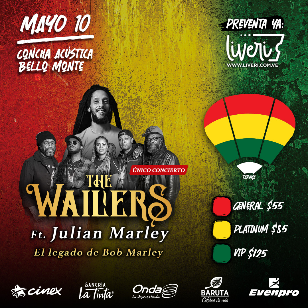 ¡No te pierdas la oportunidad de vivir una noche llena de buena música con The Wailers junto con la increíble energía de Julian Marley en un concierto inolvidable!🎸🎶 #evenpro #Caracas #reggaemusic #concierto