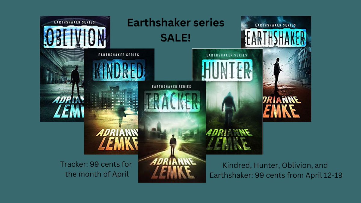 April Sale! For the whole month of April, Tracker is only 99 cents! 
From April 12-19 the rest of the series will also be only 99 cents!
#YAUrbanFantasy #KindleUnlimited 
myBook.to/earthshakerser…
