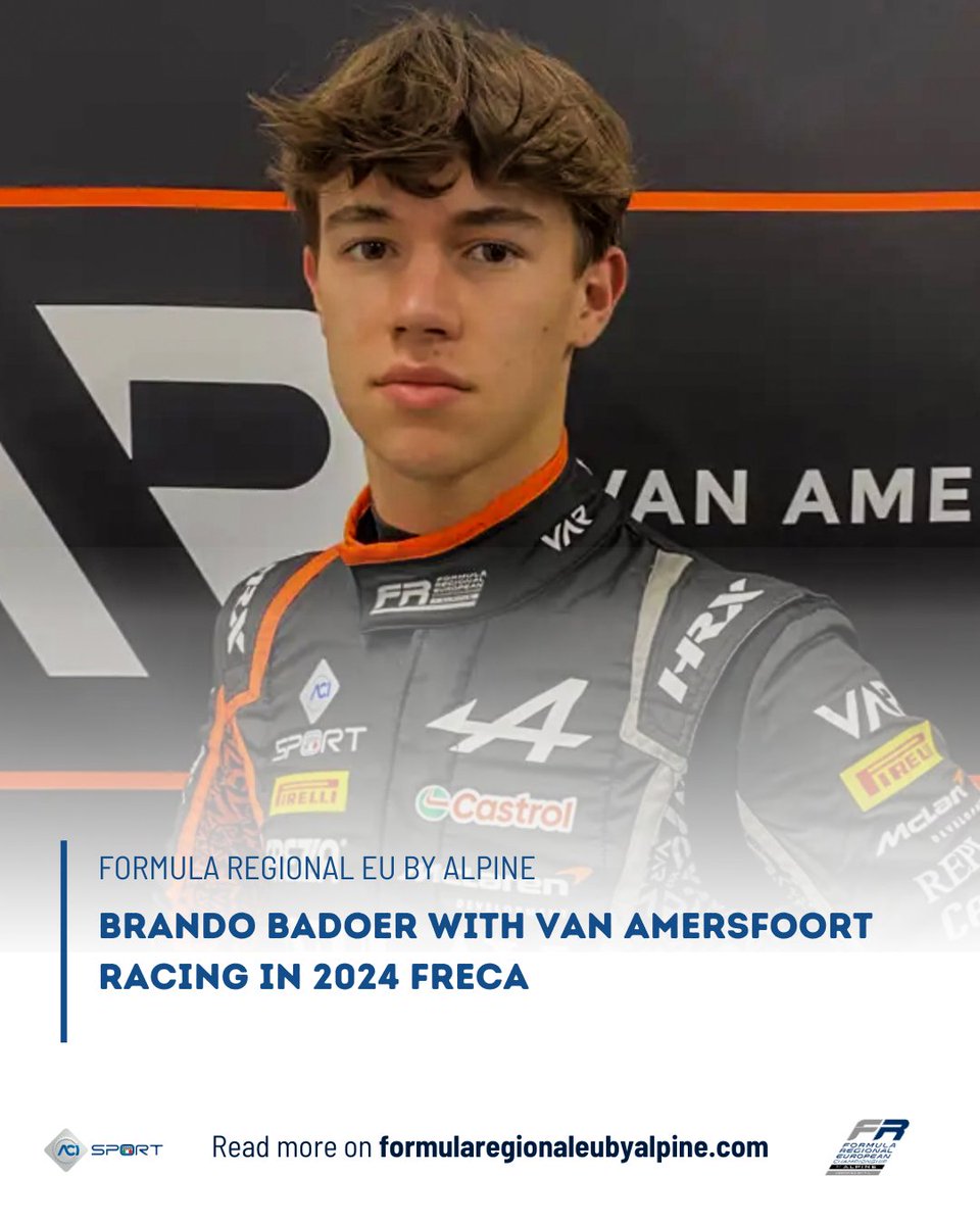 #BrandoBadoer joins @VARmotorsport for 2024 FRECA season 🙌🏻 🌐 More on formularegionaleubyalpine.com *************** @AlpineRacing @fia @pirellisport @Castrol @ErreaOfficial @saraassicura #tatuus #FormulaRegional #RoadToF1 #F3 #ACISport