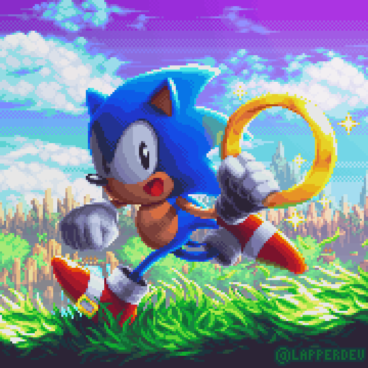 Classic Sonic Pixel Painting #01 - 'Viridescent Slopes' #SonicTheHedgehog #Sonic #PixelArt