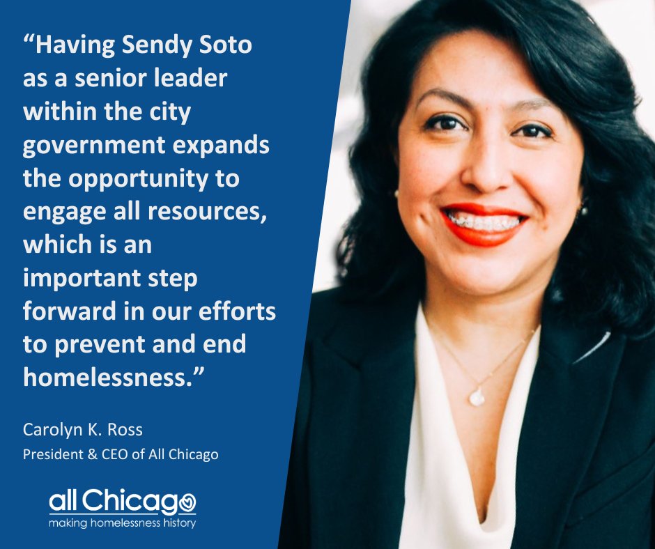 Congratulations to Sendy Soto for being named Chicago's first Chief Homeless Officer! We look forward to working with you in our efforts to prevent and end homelessness. Read the City's press release here -- > chicago.gov/city/en/depts/… #chiefhomelessofficer #endhomelessness