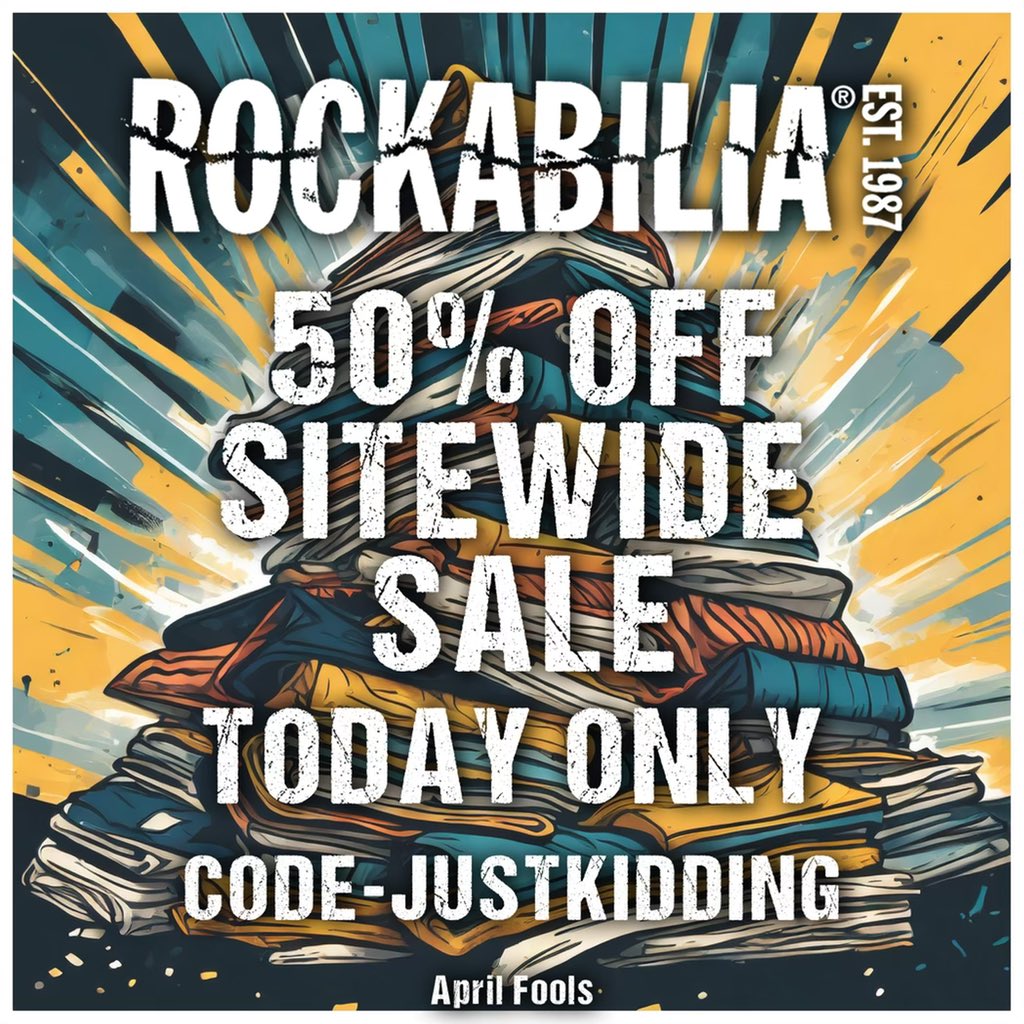 But in all seriousness, we do have thousands of T-shirts available for just $9.98 a piece, so hop 🐇 to it! Rockabilia.com 🐰.