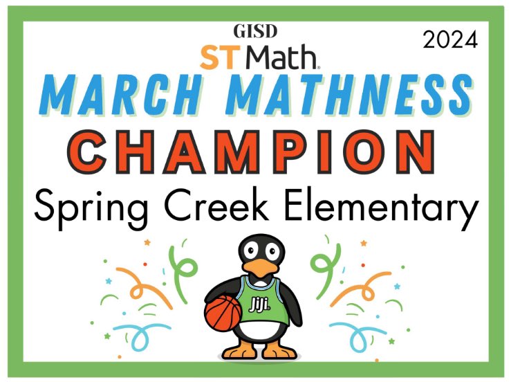 🎉 Exciting news, @SCES_Scorpions! Let's keep that March Madness spirit alive by dressing up in black and white like JiJi tomorrow! Let's show our love for @STMathTX and cheer on our school for winning the ST Math March Madness contest for our area. @STMath @GISDMath
