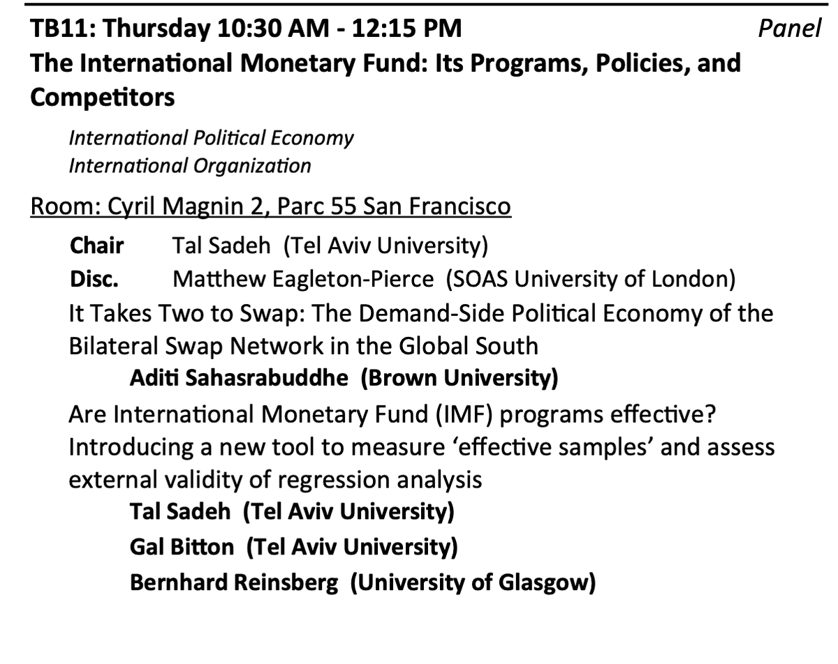 Excited about the effectiveness of IMF programs? Join us — @sadeh_tal, @b_reinsberg, and myself — as we present our latest research on 'Effective Samples' and their role in enhancing econometric models this Thursday at #ISA2024. Don't miss out!
