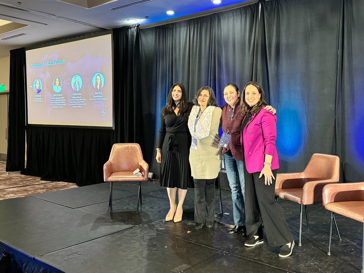 Last week, #ASRCFederal's Protima Banerjee joined esteemed female tech professionals for a Women in Data panel discussion @confluentinc's 2024 'Data in Motion Tour' in Wash., D.C. They discussed personal experiences and strategies to encourage more #WomenInTech. #DataScientists