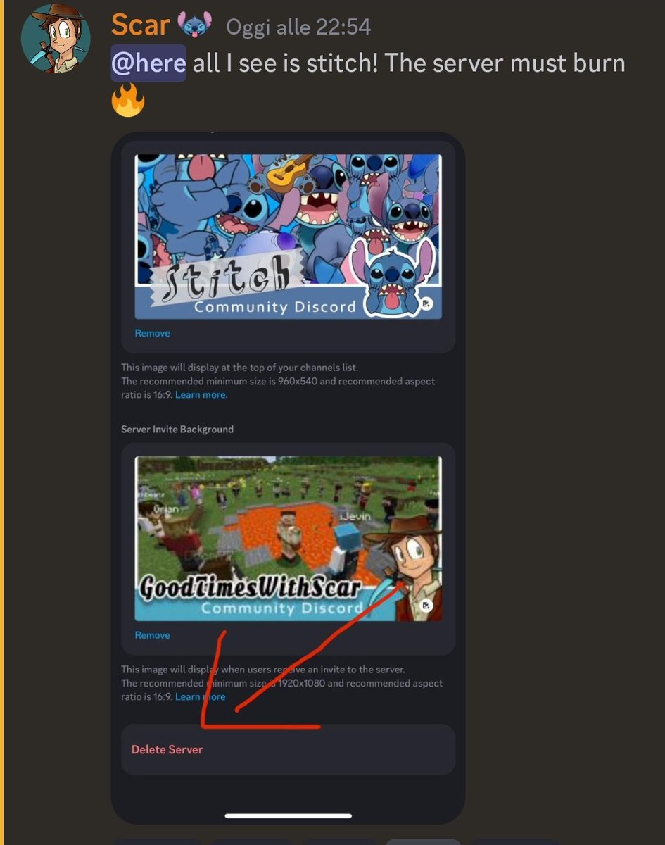 moongscar's tweet photo. for those who arent in the scar discord: they made everything about stitch there and he just discovered it now. I guess he didnt like that stitch took over his server ... https://t.co/Sidx4xqhwo