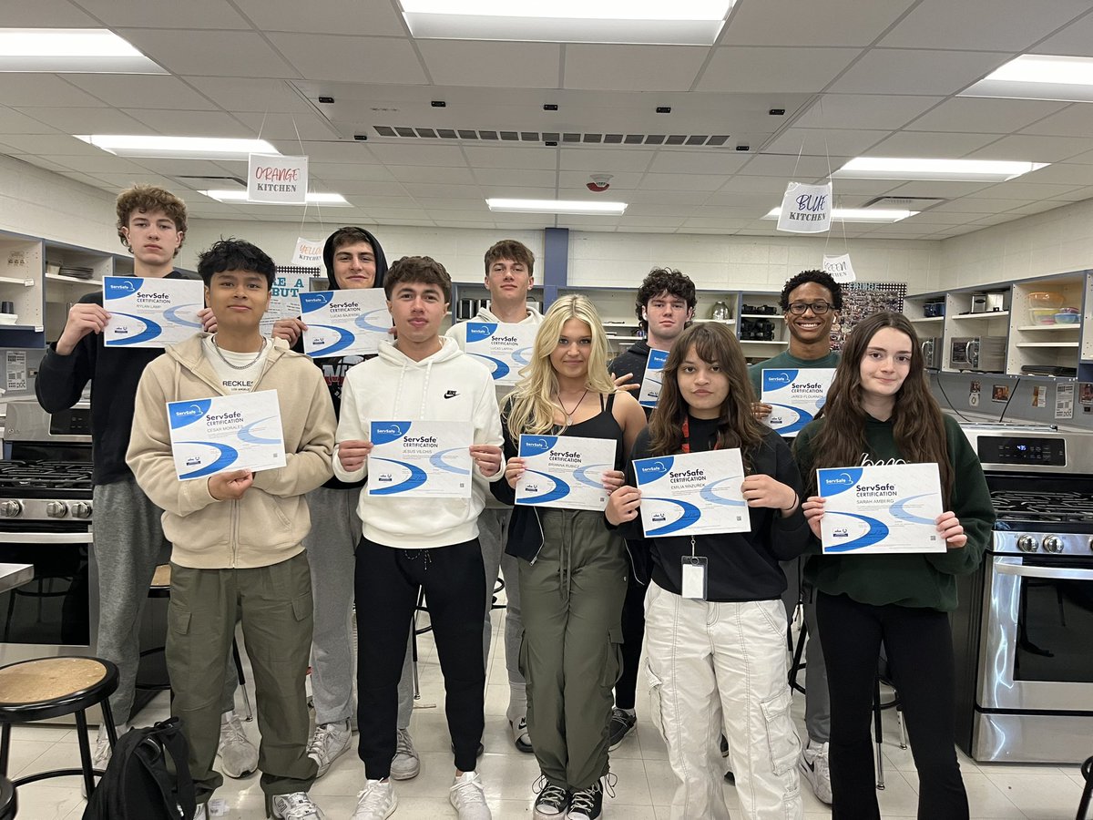 Huge congratulations to Rylan, Cesar, Luke, Jesus, Lucas, Brie, Tallon, Emilia, Jared, and Sarah for passing their ServSafe Food Manager test and earning their certifications! These culinary 3 students spent a lot of hours preparing and we couldn’t be more proud! #Empower95