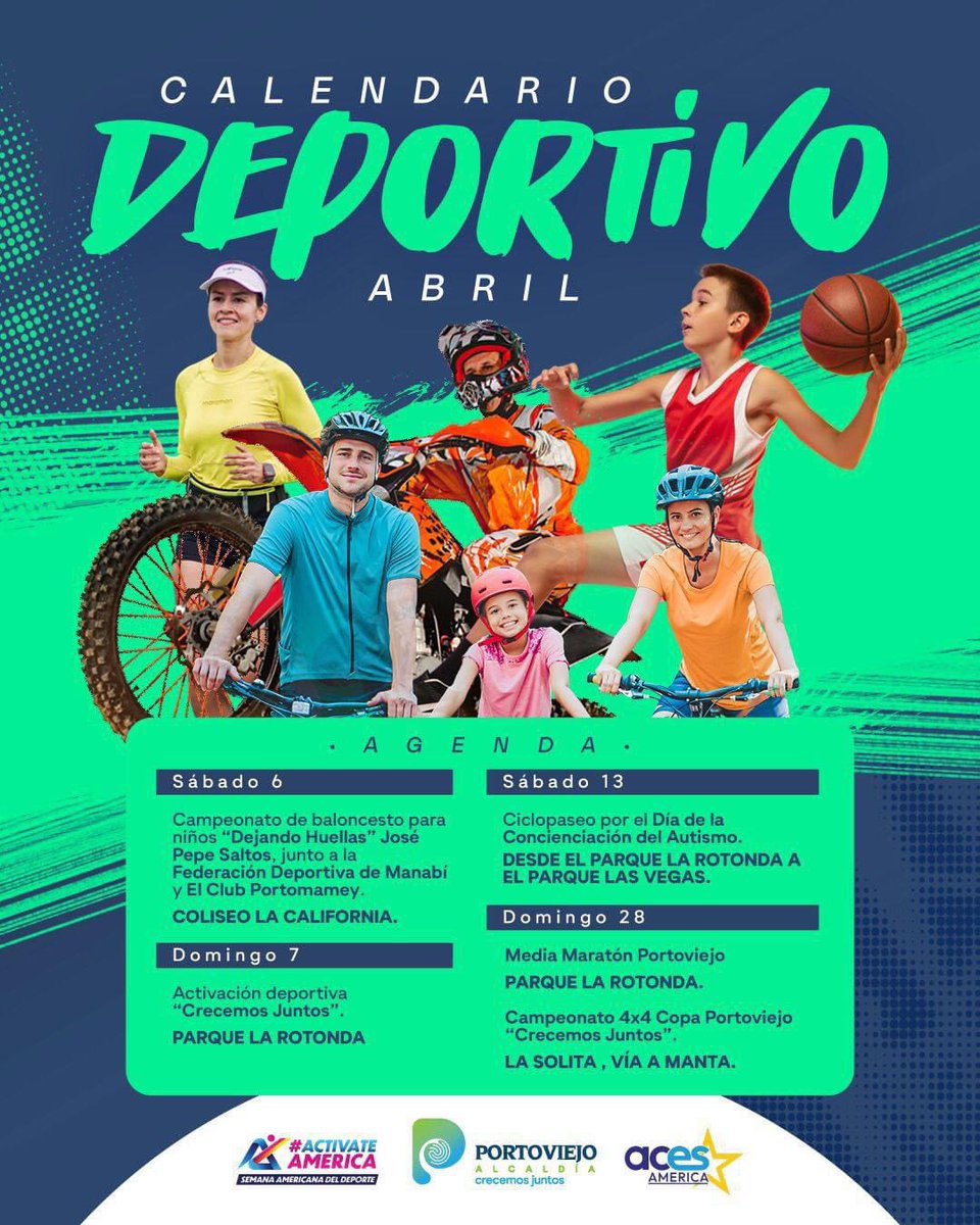 Portoviejo se activa en abril con eventos de deporte y salud por el Mes Internacional de la Activación Física. Participa en actividades para fomentar el ejercicio y la unión comunitaria, celebrando el Día Internacional del Deporte. ¡Únete y crezcamos juntos!