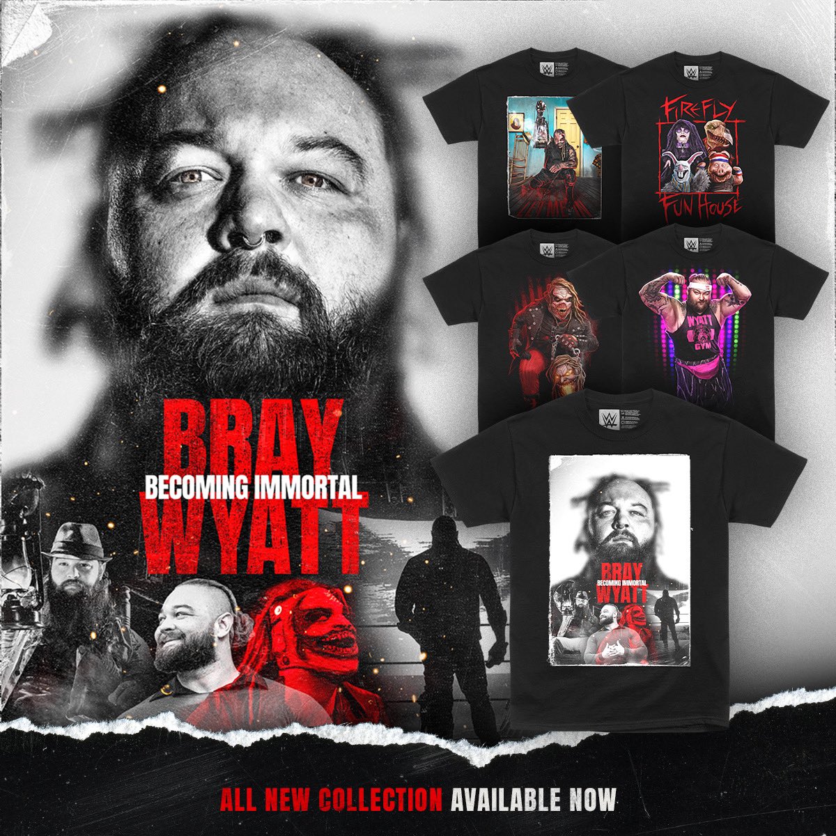 Just Launched: Bray Wyatt “Becoming Immortal” Collection. Shop now at #WWEShop #WWE 🛒: bit.ly/3xfZGqm