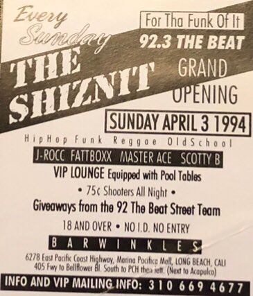 Throwback flyer from 1994. Fattboxx went on to become the DJ for Coolio.