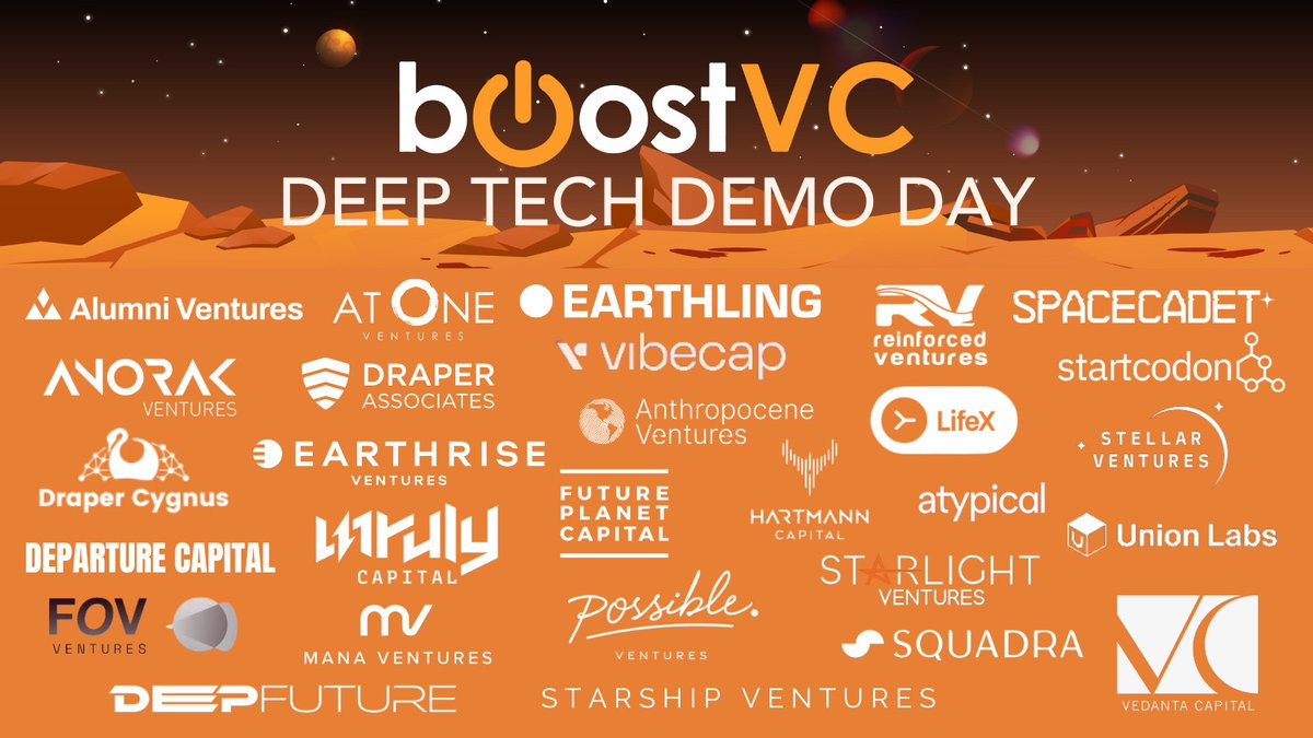 🔥 60+ Seed stage Deep Tech companies coming your way! 🔥 Join us for our next online @BoostVC Deep Tech Demo Day TOMORROW, Tuesday, April 2nd, 2024 at 9:00am PT! 🚀 Investors, register here: boost.vc/rsvp We've curated 60+ seed stage startups nominated by our…