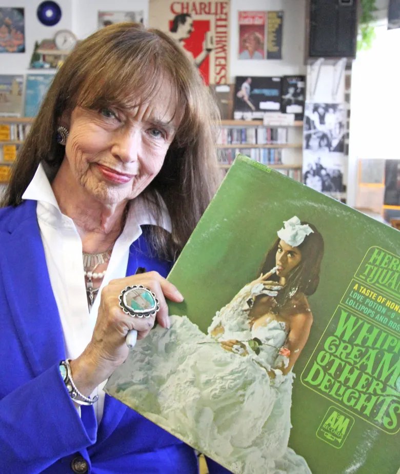I love this. Dolores Erickson was the model on one of the most iconic album covers of all time.

Herb Alpert and the Tijuana Brass album Whipped Cream & Other Delights remained in the Billboard top 10 for 61 weeks.