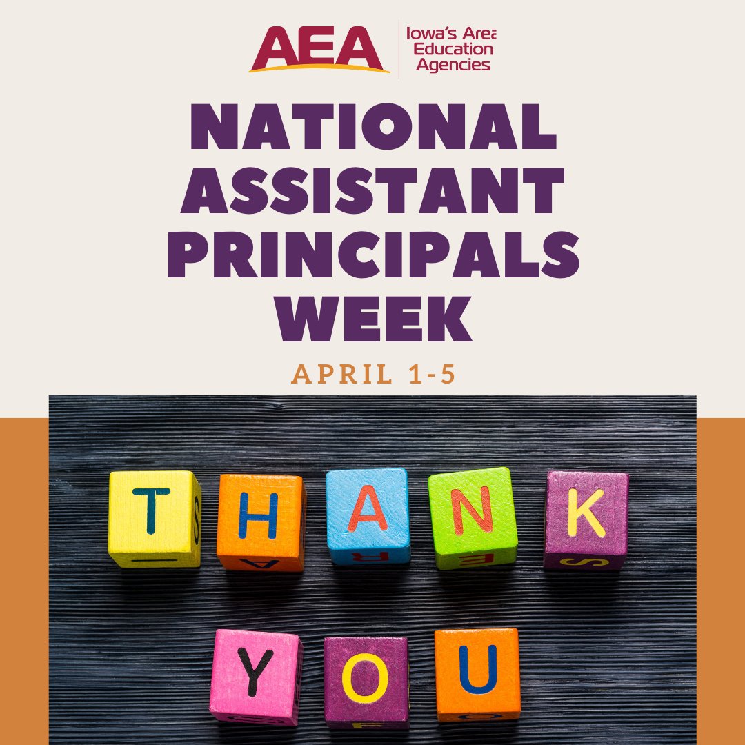 It's National Assistant Principals Week! Assistant Principals play a crucial role, and this week is a dedicated time to recognize them for their hard work & commitment to our schools, students, & profession. Please join us in celebrating these incredible school leaders! #iaedchat
