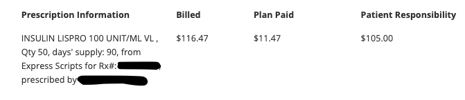 My insurance now requires me to buy the generic-label insulin instead of the brand-label. You'd expect the generic to be cheaper, right?

True for the middle men, but not for the patient! More proof that the insurance+PBM+drug companies are a giant scam.  #insulin4all
