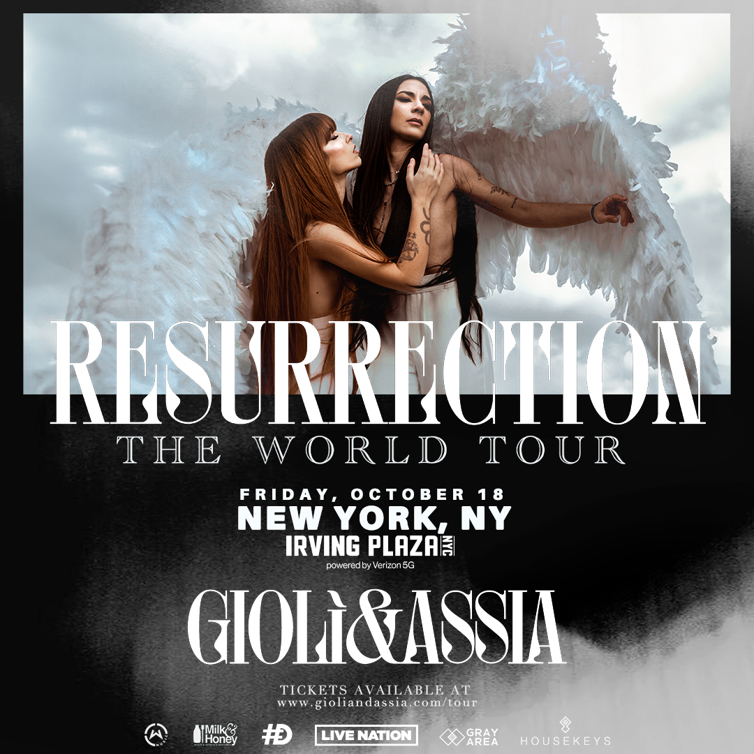 JUST ANNOUNCED: 🔊 @gioliandassia: Resurrection World Tour - Friday, October 18th! 🎫 Presale | Wed | 10am | Code: RIFF 🎫 On Sale | Fri | 10am 🎫 livemu.sc/4cGTZly