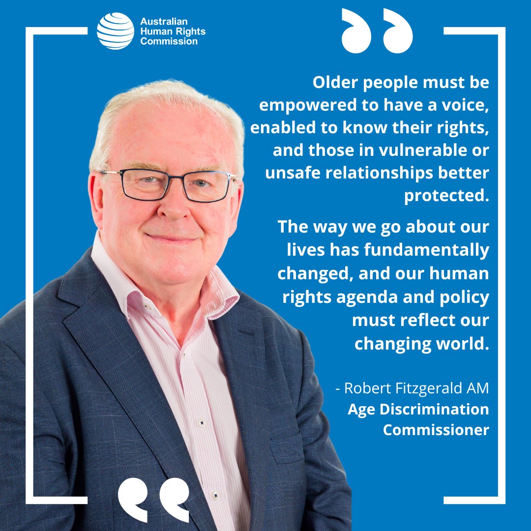 We welcome Australia's new Age Discrimination Commissioner, Robert Fitzgerald AM, who commences in the role today.

Read more: loom.ly/qnRt6QU

#humanrights #agediscrimination