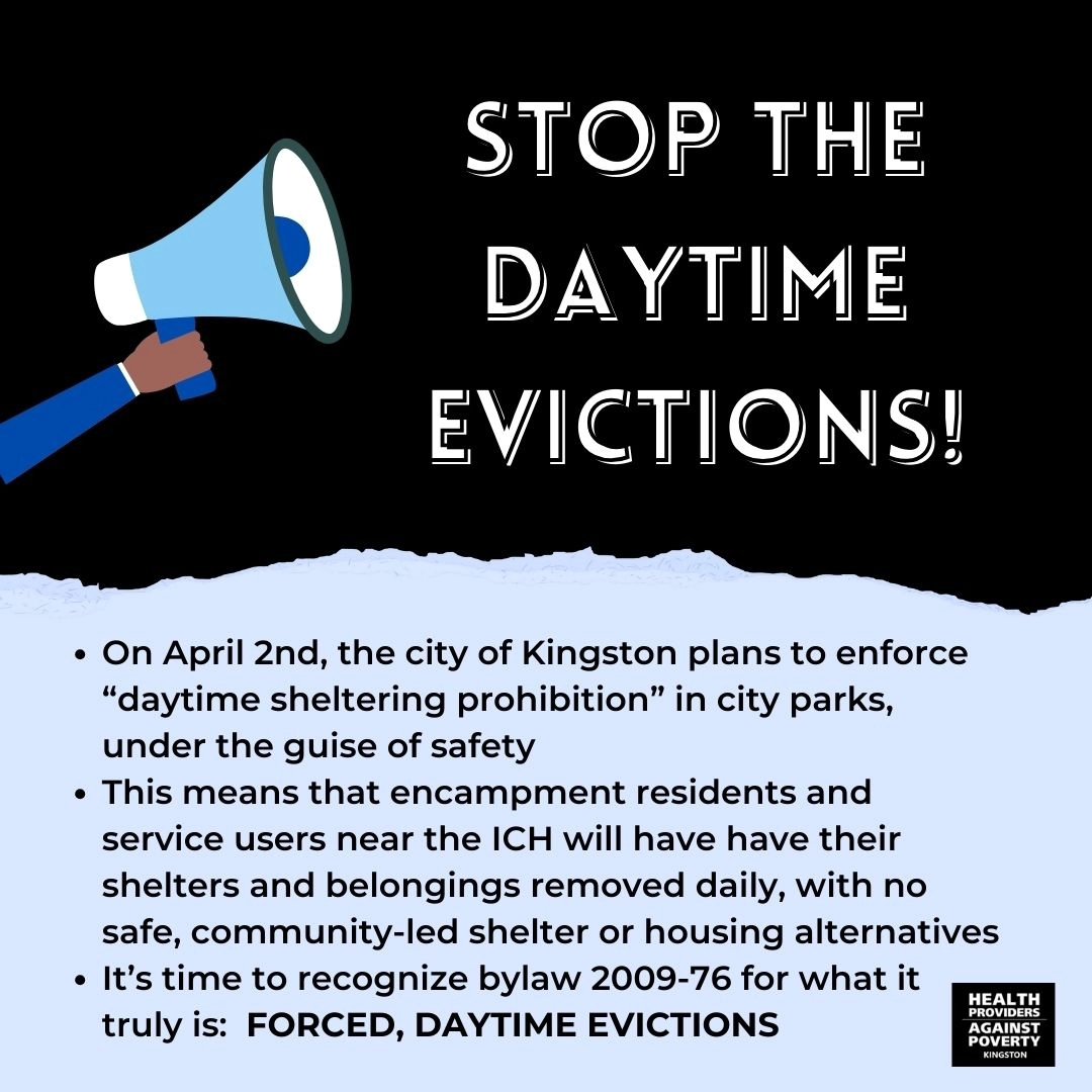 📣 URGENT: STOP DAYTIME ENCAMPMENT EVICTIONS IN KATAROKWI (KINGSTON) 📣 #NoEncampmentEvictions #HousingForAll