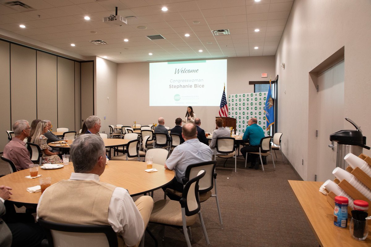 We had the privilege to enjoy lunch and hear from Congresswoman @RepBice today! We so appreciate all of her efforts and support for the mission of electric cooperatives and for Oklahoma. Thank you for taking the time to visit with us today!