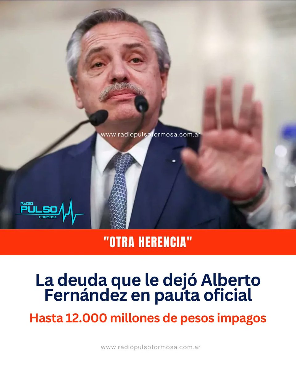 🔴 En los próximos días, el Gobierno publicará una lista con el nombre de los medios y agencias a los que no se les abonó el pago de la pauta oficial durante la gestión de Alberto Fernández. Según detallan, la deuda rondaría alrededor de los 12.000 millones de pesos.