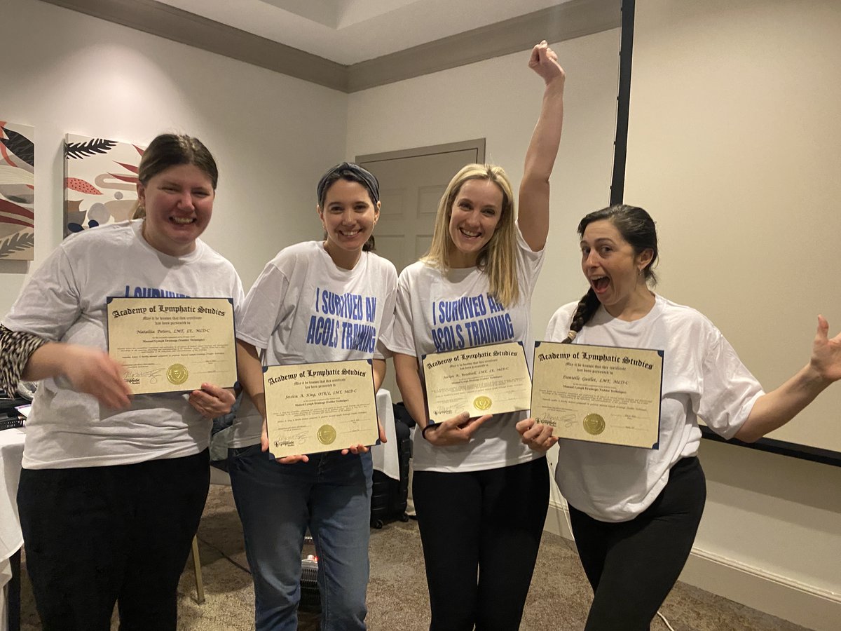 The joy of accomplishment! Congrats to some of our newly certified therapists!
.
#acols #lymphedema #lymphedemamanagement #lymphaticsystem #lana #voddertechnique #vodder #mld #manulalymphdrainage #completedecongestivetherapy #lymph #education #continuingeducation #getcertified