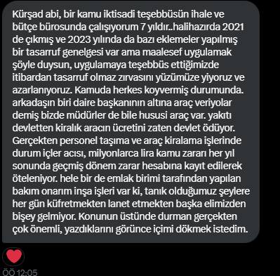 Sn. Bakanım sanırım okumak 1 dakikanızı almaz 
<a href="/memetsimsek/">Mehmet Simsek</a> 
#kamudatasarrufbaşlasın 
#kamukemersıksın 

"İtibardan tasarruf olmaz" sözü ekonomimize zarar veriyor. Bu arkadaşların içinden millet adına geçmen dileğiyle ❤️👋
