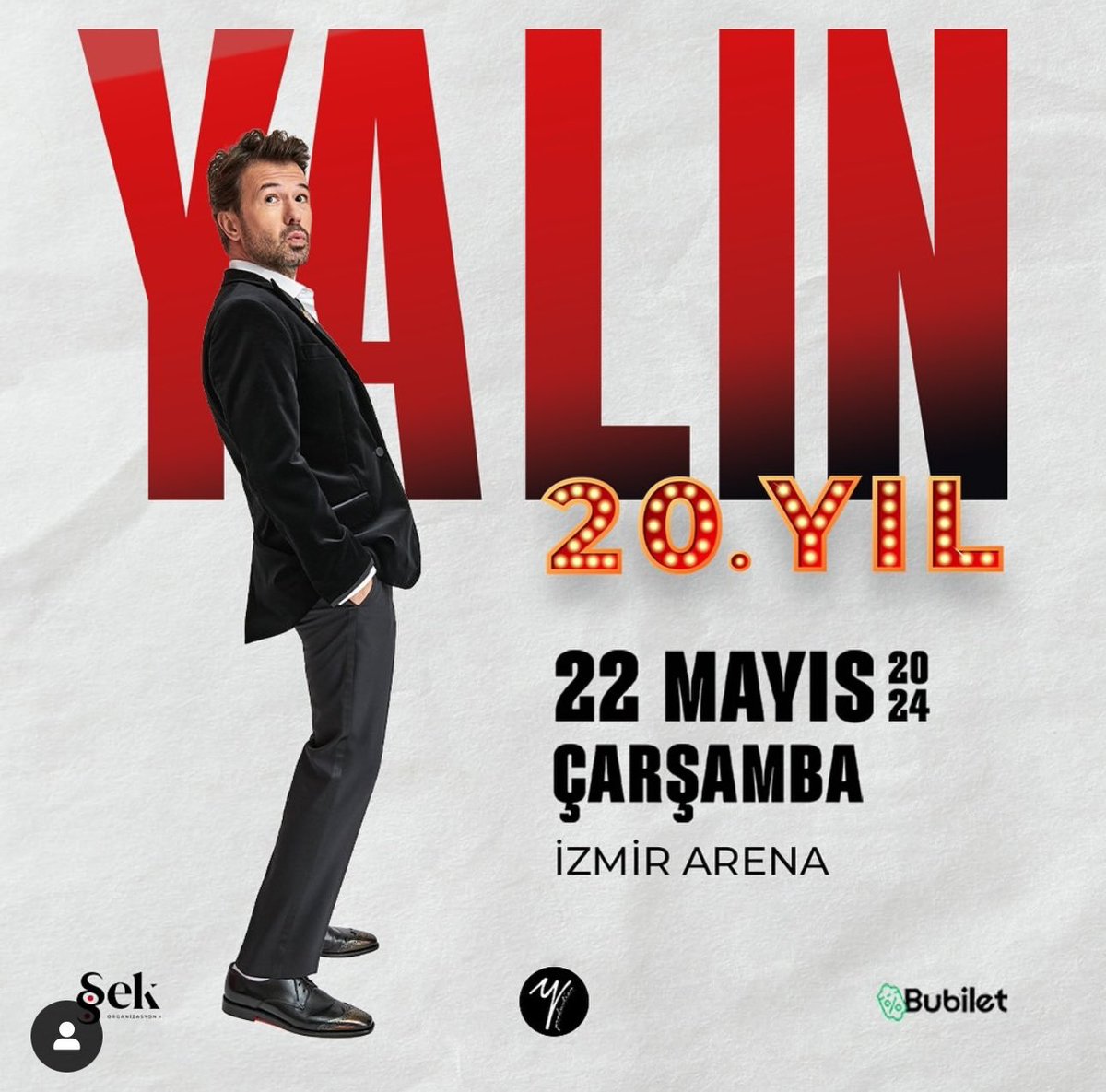 Yalın, unutulmaz şarkıları ile 22 Mayıs’ta İzmir Arena’da. 🌹 🎟️ Biletler @bubiletcomtr’de!